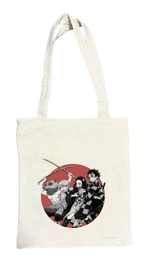 Anime Demon slayer nezuko tanjiro tote bag Beige 26