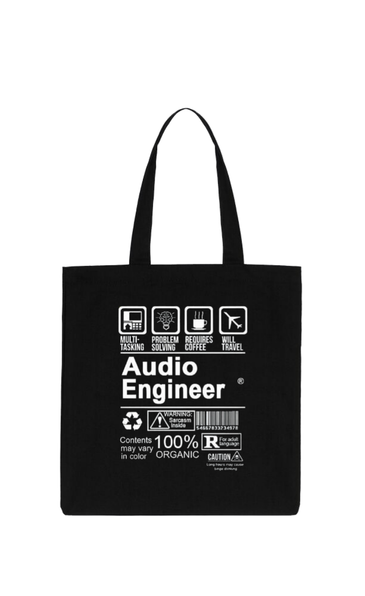 Audio Engineer Back text tote bag Black 141