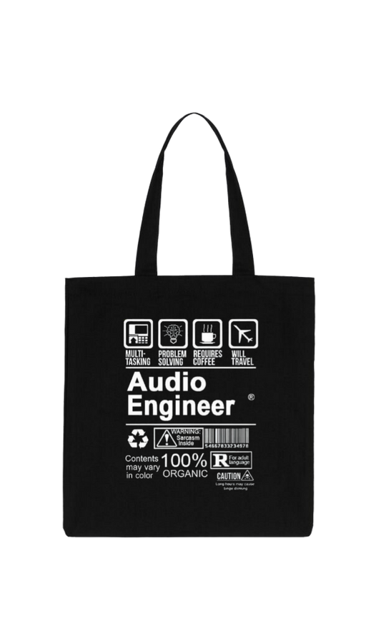 Audio Engineer Back text tote bag Black 141