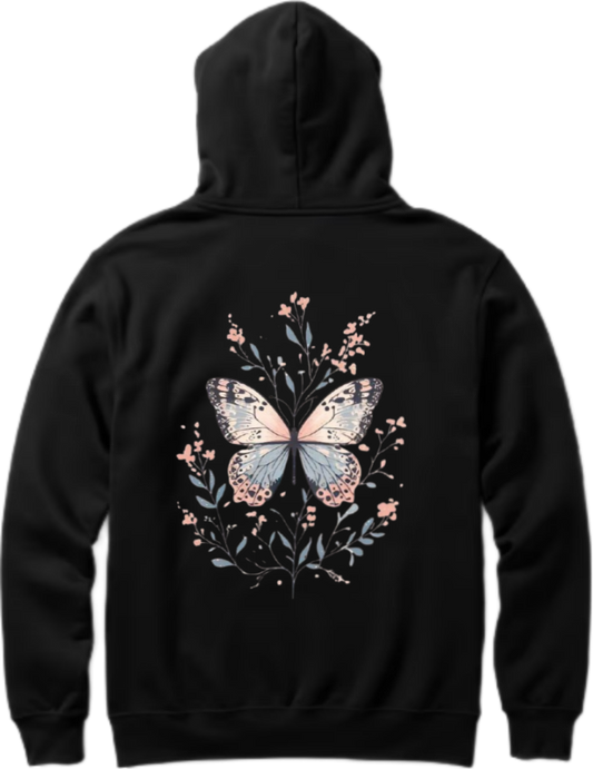 butterflies Oversize Hoodie Black Back 26
