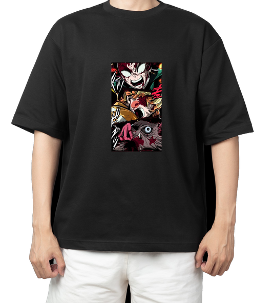 Anime Demon slayer nezuko tanjiro t- shirt Oversize Black 26