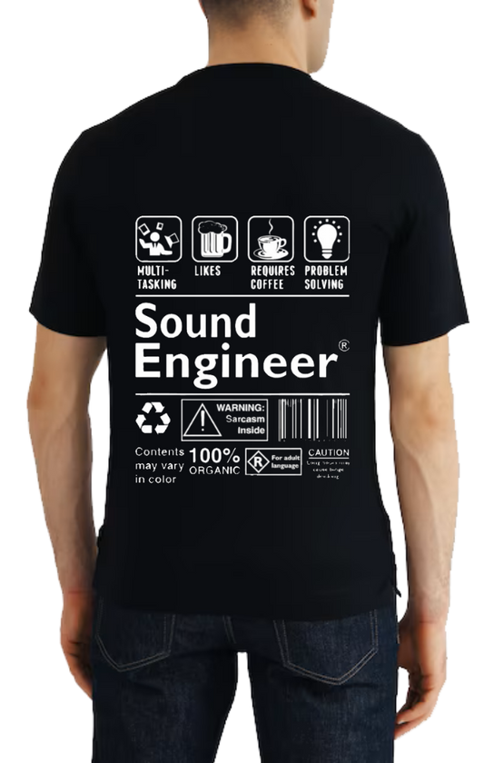 Sound Engineer Back text One Size t- shirt Black Back 139