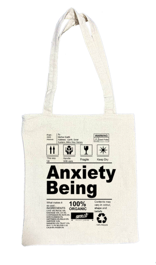 Anxiety Being Back text tote bag beige 26
