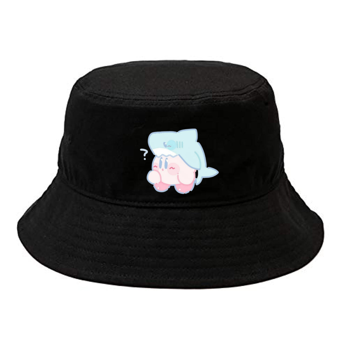 Cute Anime Kirby Bucket Hat, Kawaii Pink Character Black Sun Fisherman Cap, Y2K Streetwear Summer Beach Hat for Women and Men 27