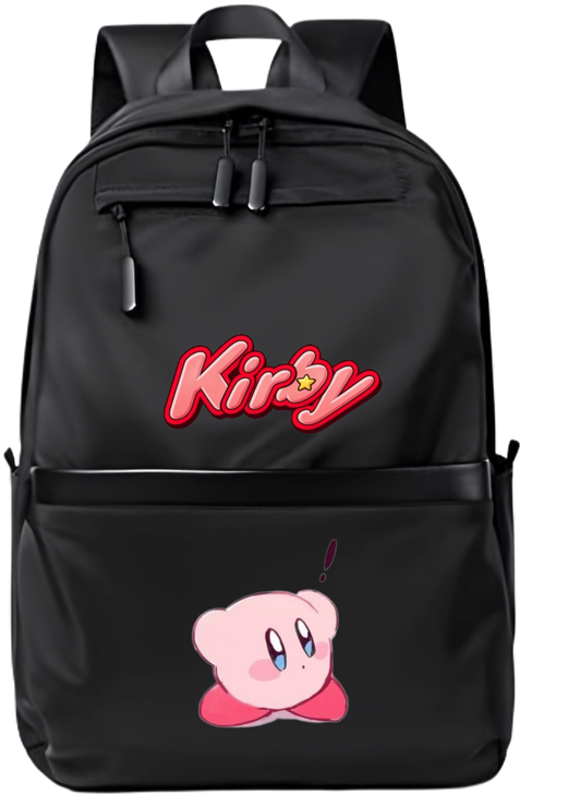 Kirby Backpack for Kids Teens, Cute Anime Cartoon Black School Bag, Casual Daypack Travel Bookbag for Boys and Girls 27