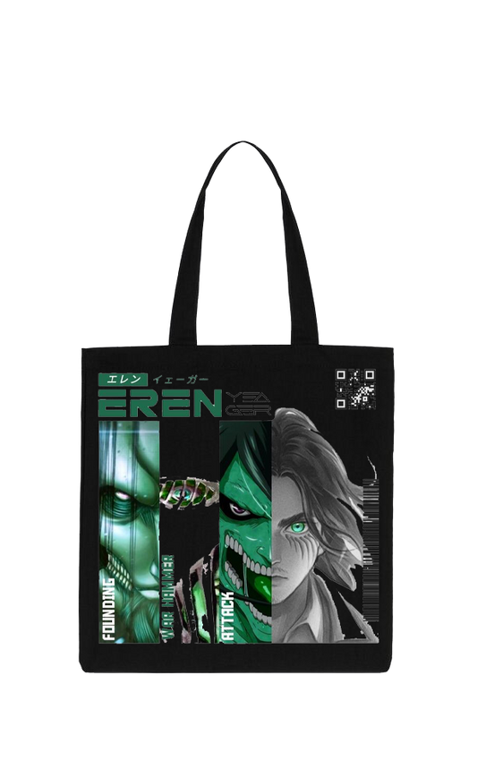 Anime Attack on titan shingeki no kyojin Aot Black tote bag 26