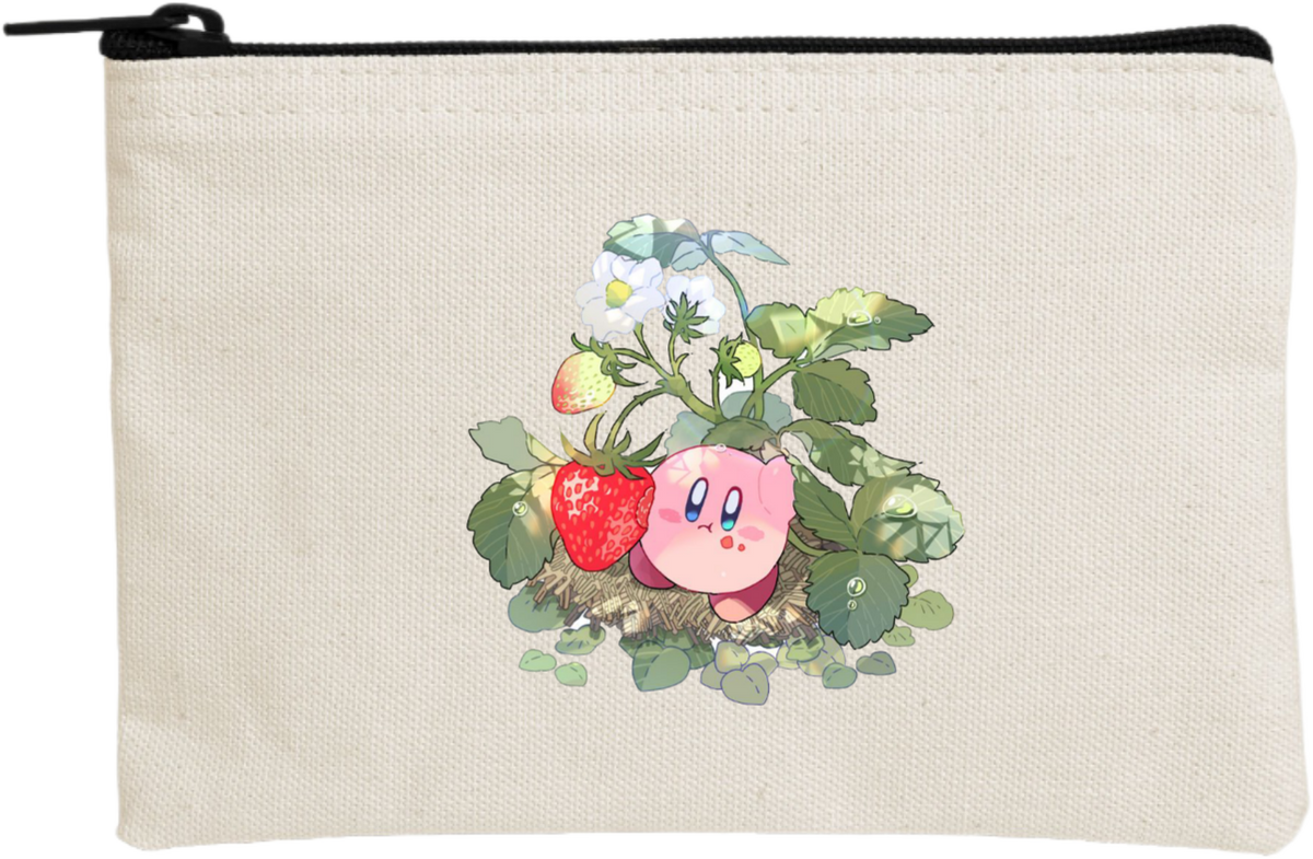 Kawaii Cute Kirby Canvas Makeup Pouch, Aesthetic Pink Anime Character Small Zipper Makeup Bag, Pencil Case, Travel Toiletry Pouch for Women and Girls 27