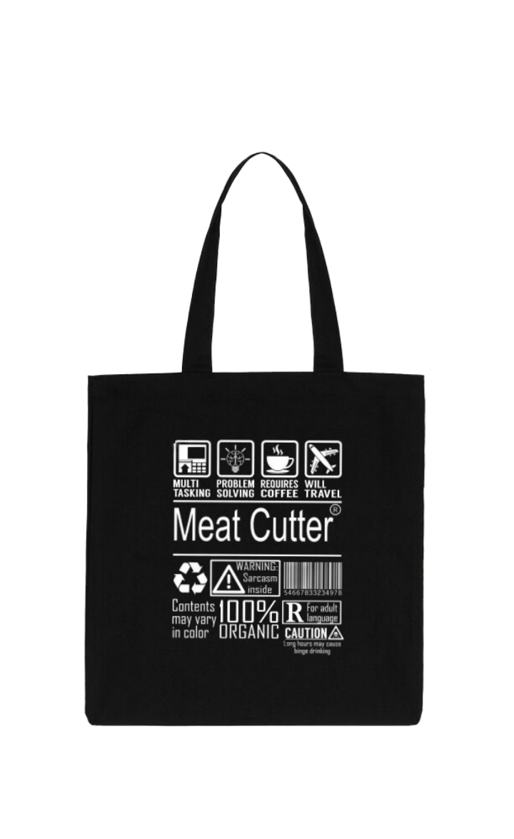 Meat Cutter Back text tote bag Black 142