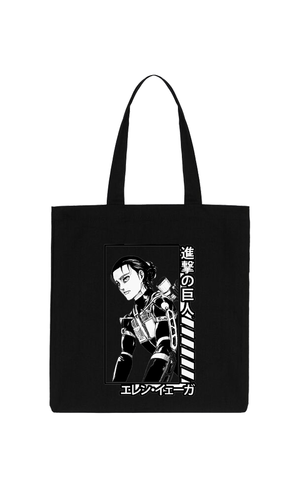 Anime Attack on titan shingeki no kyojin Aot Black tote bag 27