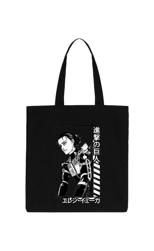 Anime Attack on titan shingeki no kyojin Aot Black tote bag 27