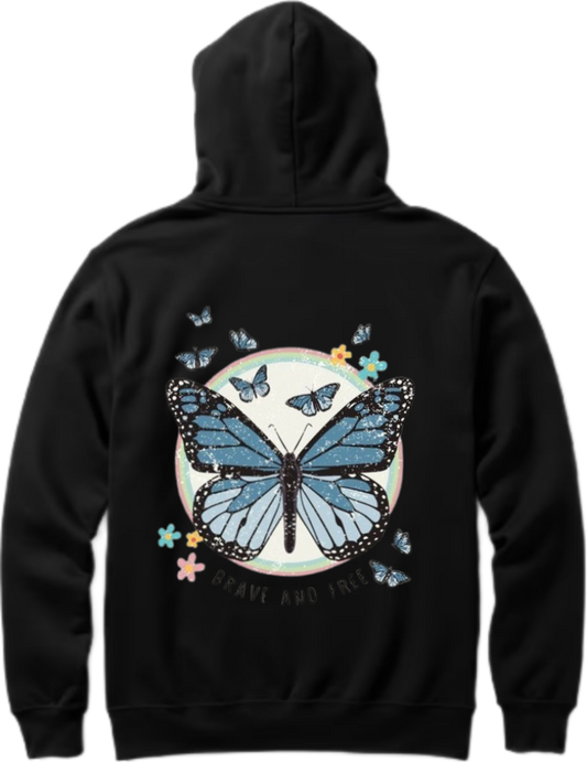 butterflies Oversize Hoodie Black Back 27