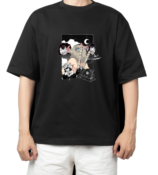 Anime Demon slayer nezuko tanjiro t- shirt Oversize Black 27