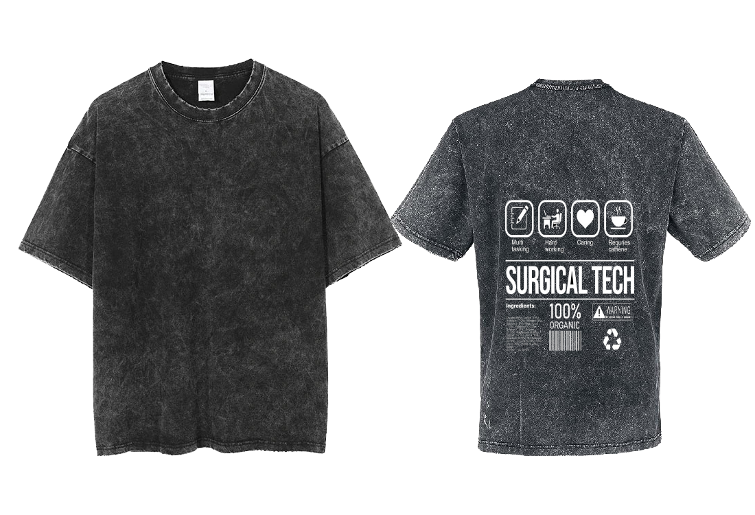 SURGICAL TECH Back text One Size t- shirt Washed Back 27