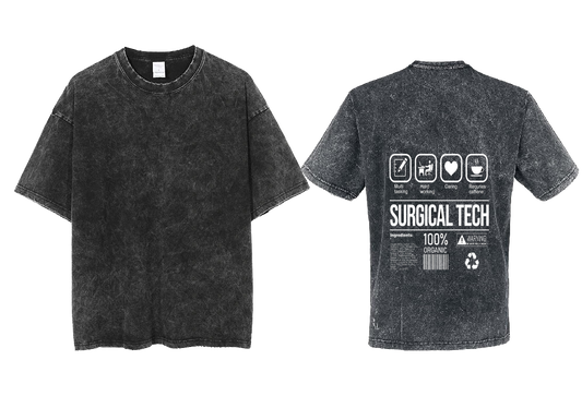 SURGICAL TECH Back text One Size t- shirt Washed Back 27