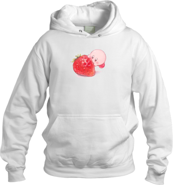 Cute Pink Anime Kirby Character Graphic Hoodie for Women and Men, Kawaii Cartoon White Pullover Sweatshirt 27