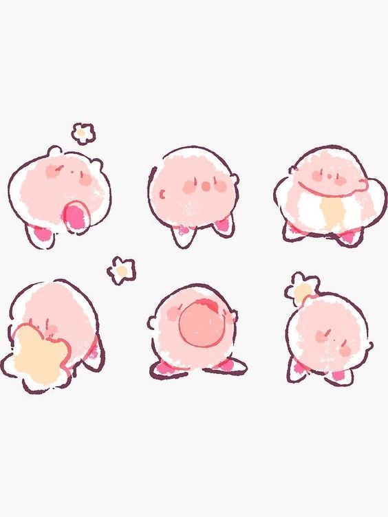Cute Kirby Stickers Pack, Kawaii Strawberry and Dessert Cartoon Decals for Laptop, Water Bottle, Journal, and Scrapbook