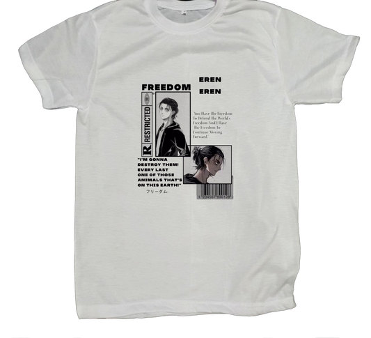 Anime Attack on titan shingeki no kyojin eren levi mikasa  Aot white fit t- shirt 28