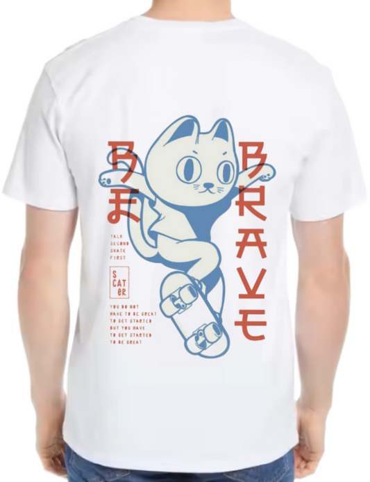 Be Brave Cat Skater t- shirt One Size White back 28