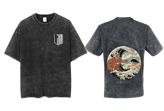 Anime Attack on titan shingeki no kyojin eren levi mikasa Aot Oversize t- shirt Washd acid back 28