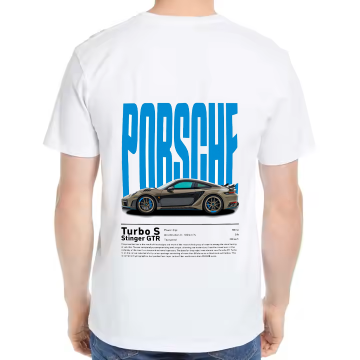 Porsche 911 Turbo S Stinger GTR Car t- shirt One Size White Back 28