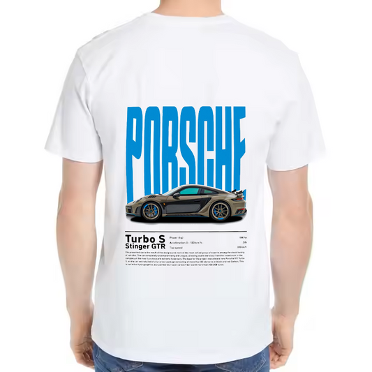 Porsche 911 Turbo S Stinger GTR Car t- shirt One Size White Back 28