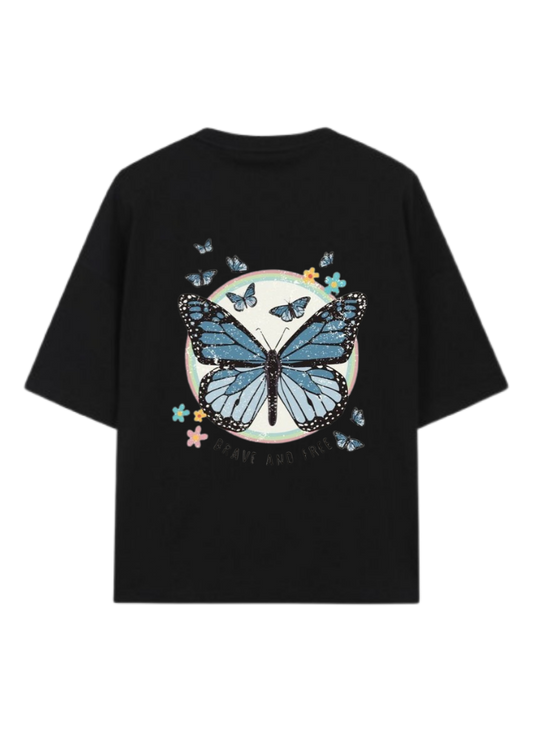 butterflies t- shirt Black Back 28