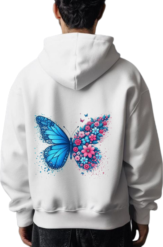 butterflies Oversize Hoodie White Back 28