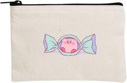 Kawaii Cute Kirby Canvas Makeup Pouch, Aesthetic Pink Anime Character Small Zipper Makeup Bag, Pencil Case, Travel Toiletry Pouch for Women and Girls 28