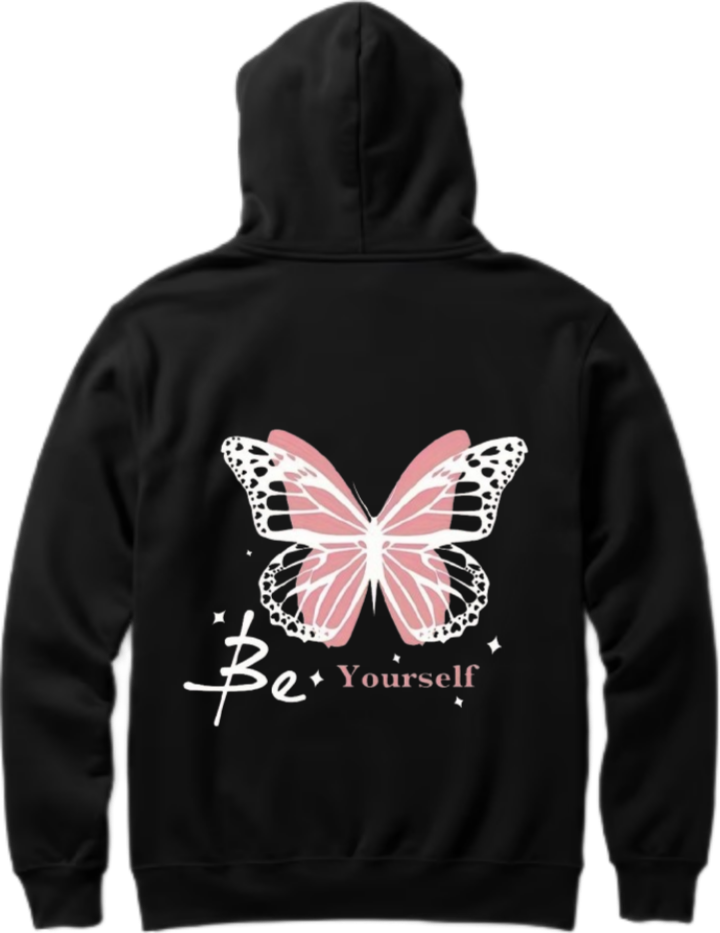 butterflies Oversize Hoodie Black Back 28