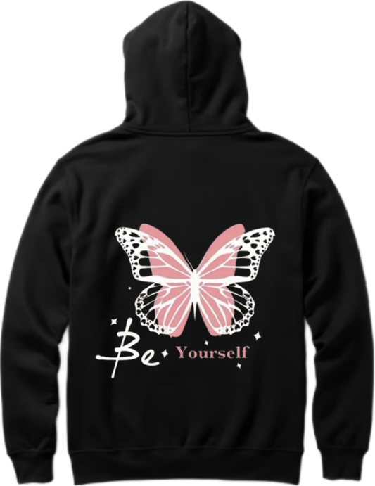 butterflies Oversize Hoodie Black Back 28