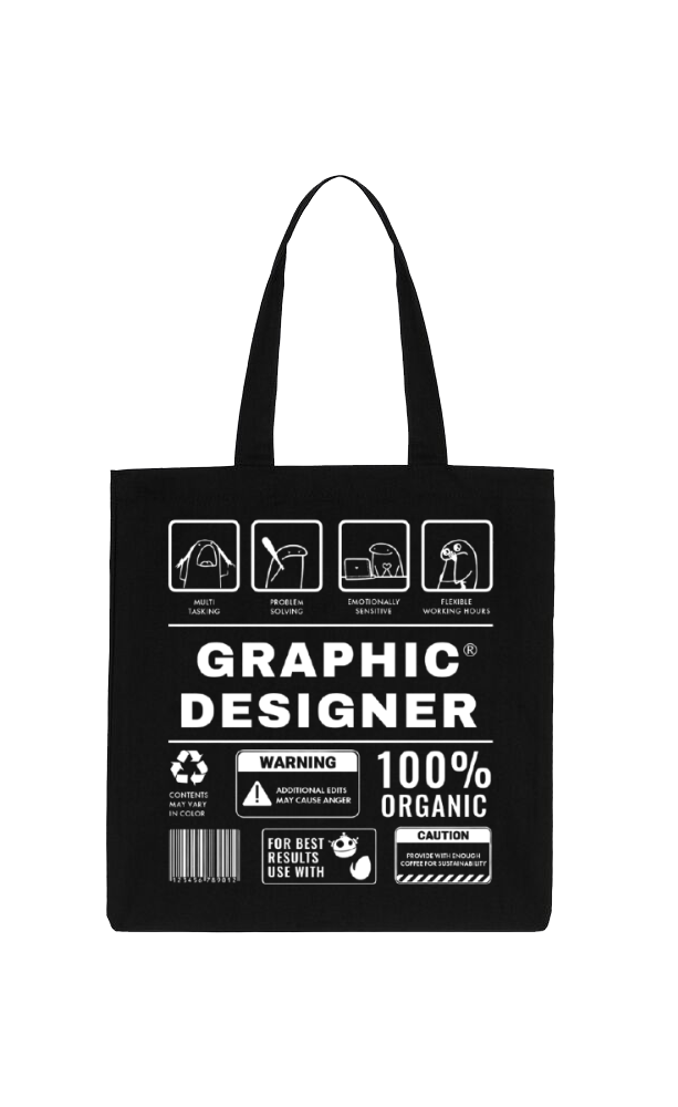 GRAPHIC DESIGNER Back text tote bag Black 25