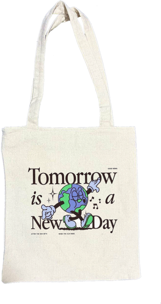 Tomorrow is a ת New Day tote bag beige 168