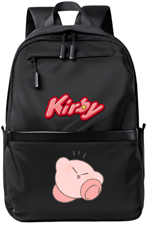 Kirby Backpack for Kids Teens, Cute Anime Cartoon Black School Bag, Casual Daypack Travel Bookbag for Boys and Girls 28