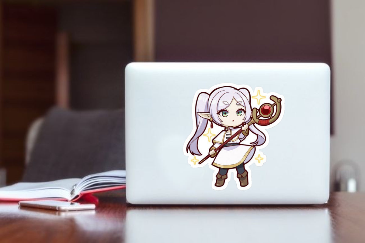 "Frieren Beyond Journey's End Anime Sticker, Waterproof Vinyl Magic Decal for Laptop, Water Bottle, Hydro Flask, Skateboard, Luggage, Kawaii Fantasy Anime Merchandise Gifts"
