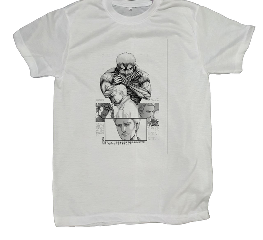 Anime Attack on titan shingeki no kyojin eren levi mikasa  Aot white fit t- shirt 29