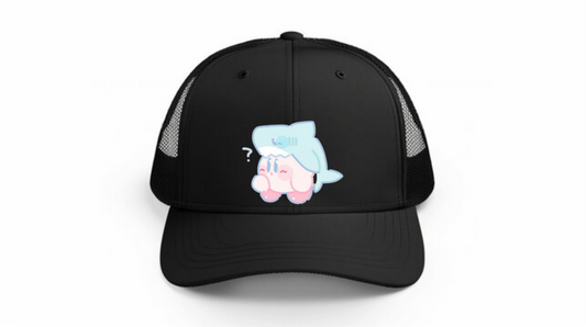 Kawaii Kirby Crown Pink Character Mesh Trucker Hat, Cute Anime Princess/King Black Baseball Cap, Adjustable Snapback for Women and Teens 29