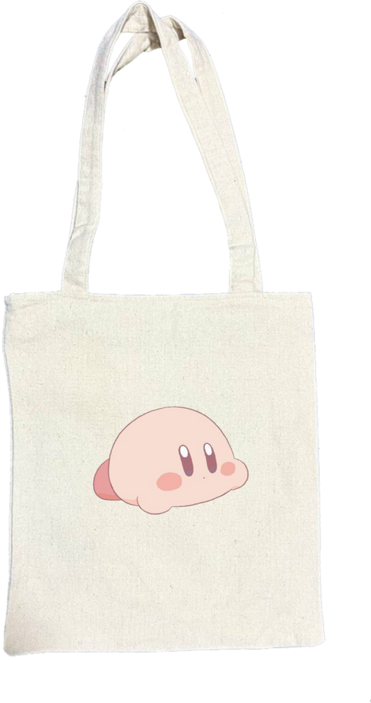 Kawaii Cute Kirby Canvas Tote Bag, beige Aesthetic Pink Anime Character Reusable Shopping Bag, Large Grocery Bag, Book Tote for Women and Girls 29