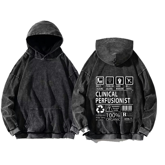 CLINICAL PERFUSIONIST oversize hoodie Washed back 131
