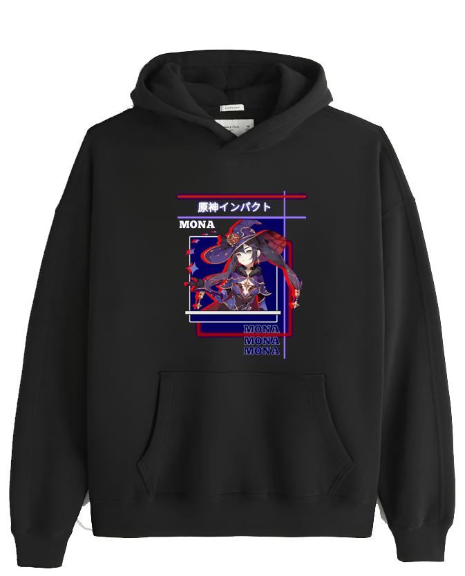 Genshin Impact Mona Megistus Over Size hoodie Black 29