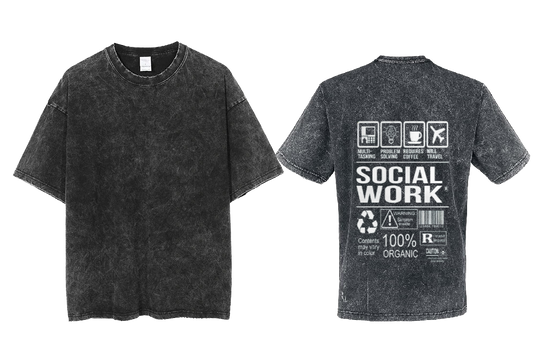SOCIAL WORK Back text One Size t- shirt Washed Back 29