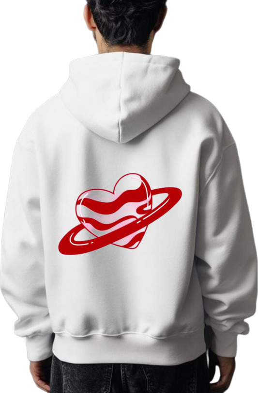 large red heart One Size hoodie White Back 29