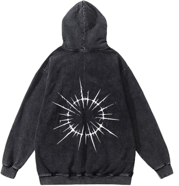 Goth Oversize  Hoodie Washed gray Back 29