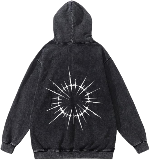 Goth Oversize  Hoodie Washed gray Back 29