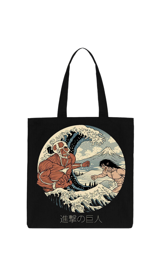 Anime Attack on titan shingeki no kyojin Aot Black tote bag 28