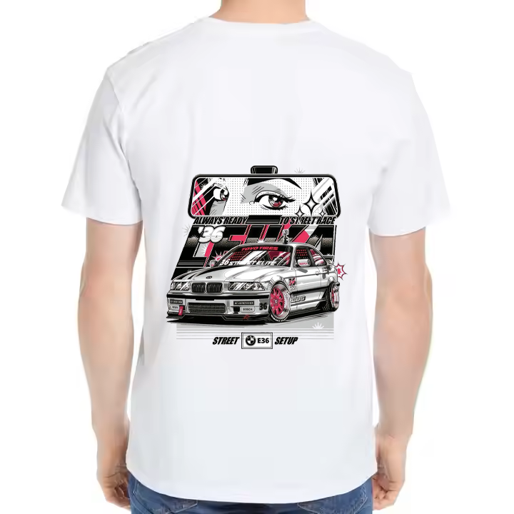 BMW E36 Car t- shirt One Size White Back 29