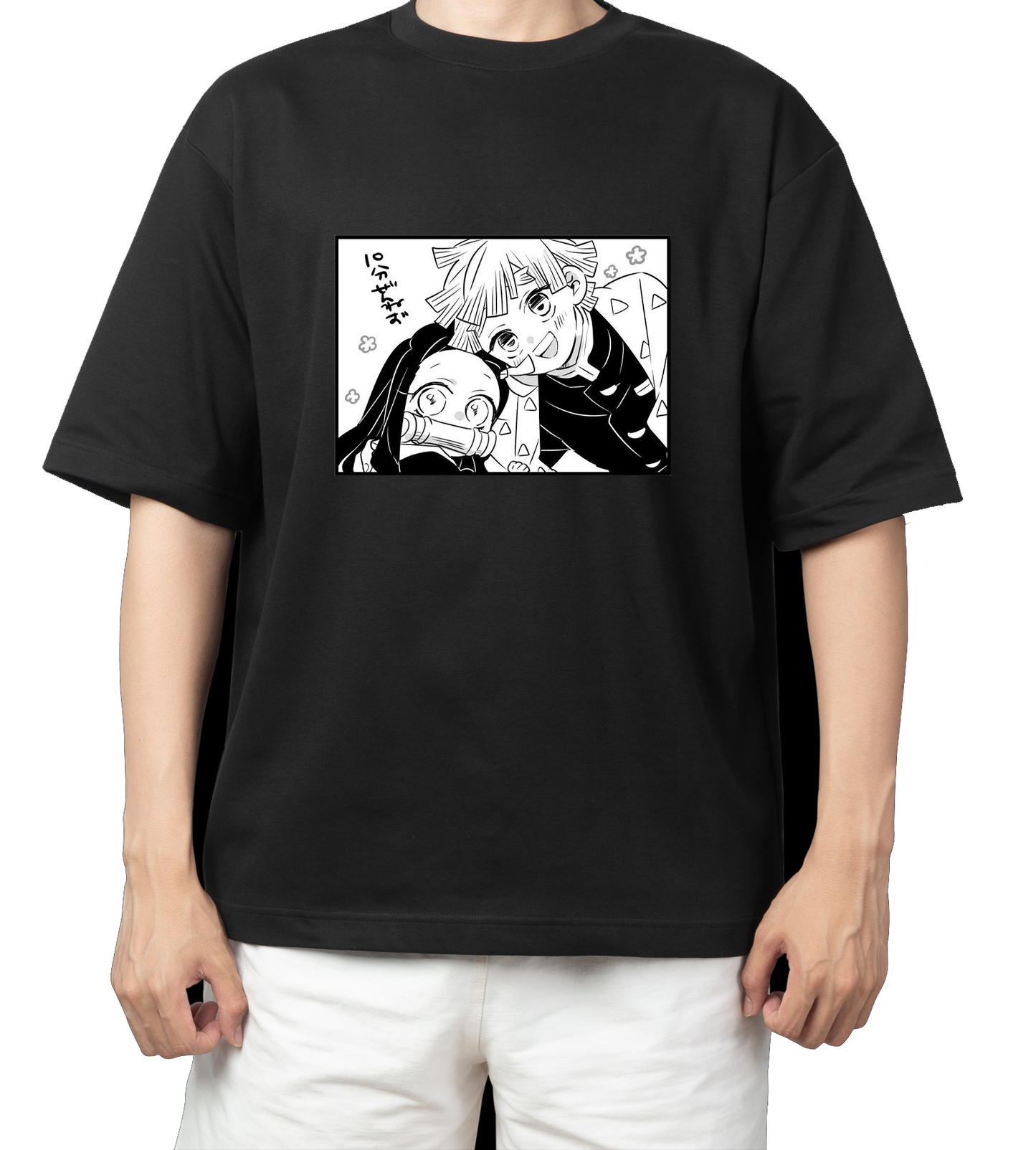 Anime Demon slayer nezuko tanjiro t- shirt Oversize Black 29