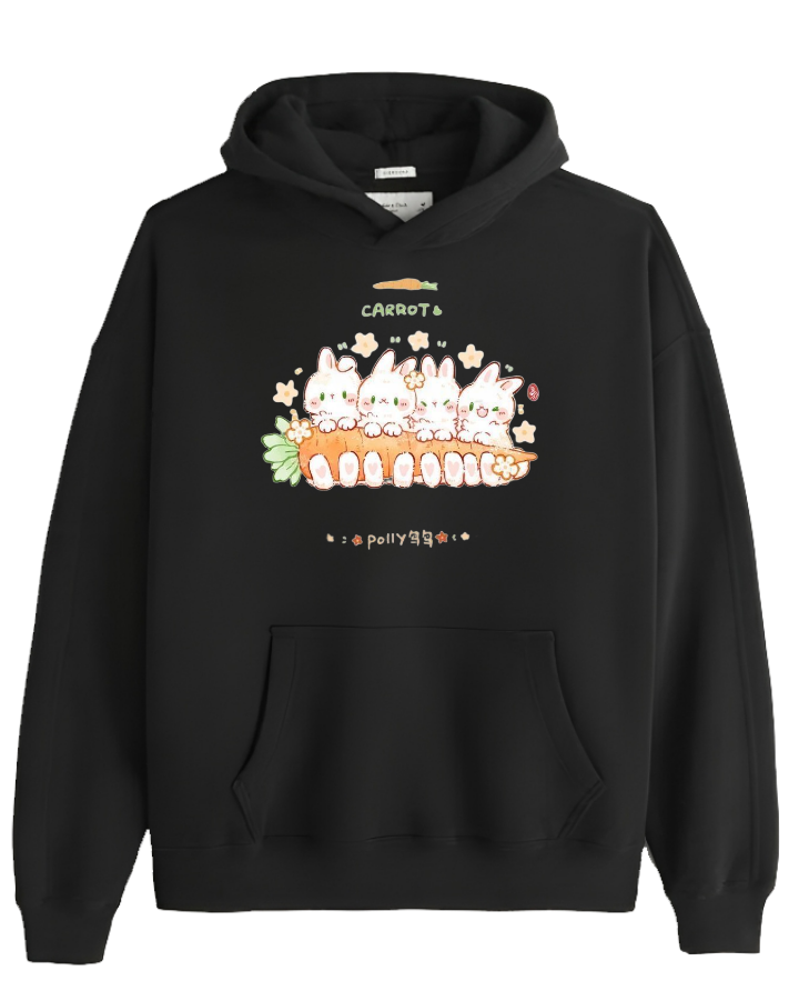 bunny Oversize Hoodie Black 29