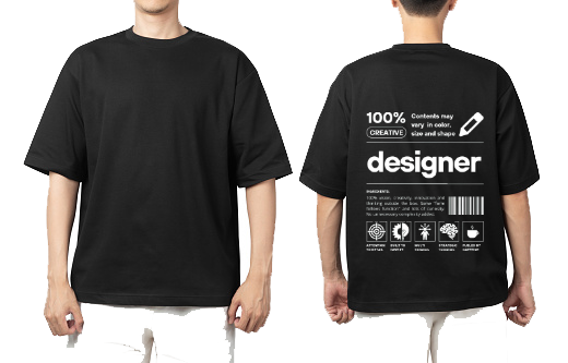 designer One Size t- shirt Black Back 25