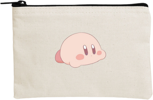 Kawaii Cute Kirby Canvas Makeup Pouch, Aesthetic Pink Anime Character Small Zipper Makeup Bag, Pencil Case, Travel Toiletry Pouch for Women and Girls 29