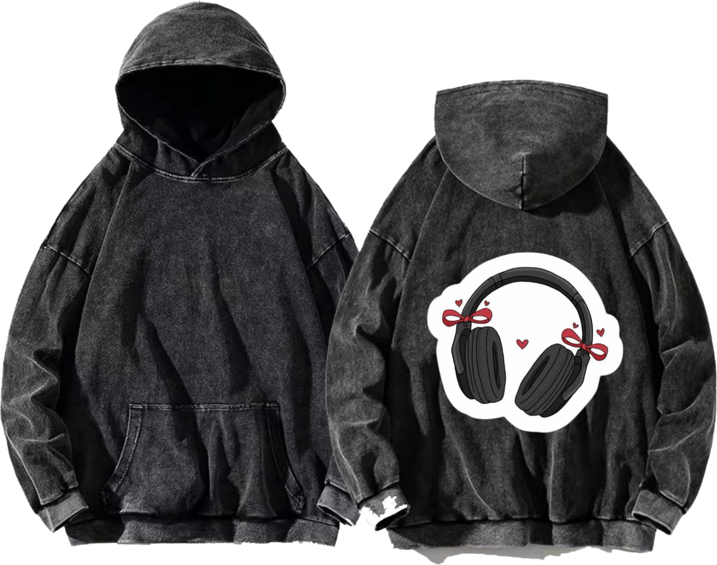 Embellished headphones One Size hoodie Washed Back 29